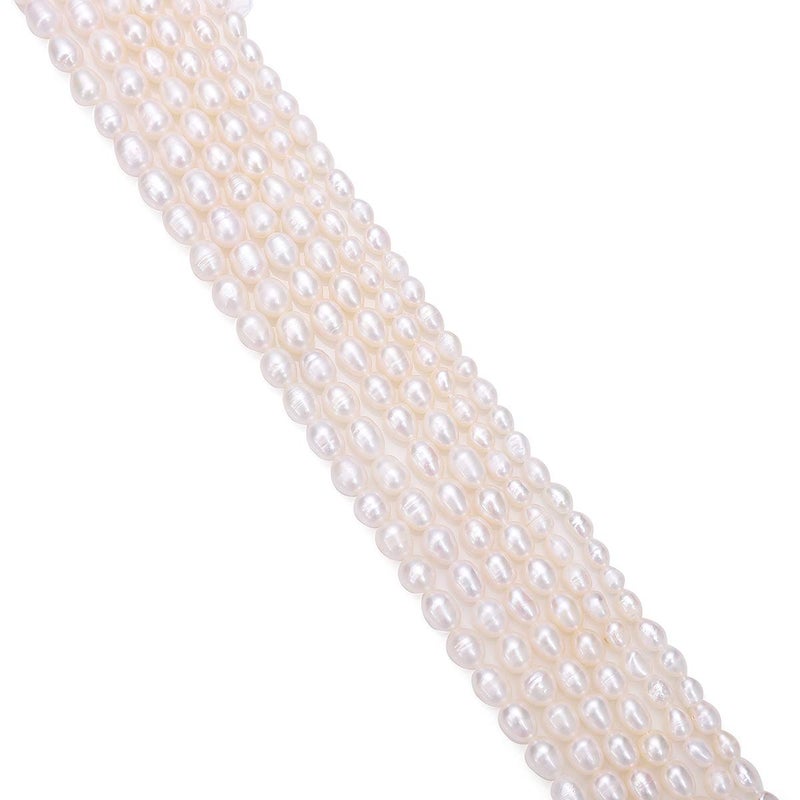 BEADIA Natural Pearl Beads Rice 4-5mm White Freshwater Cultured Loose Gemstone Beads for DIY Jewelry Making 13.8''/Strand - Image 4